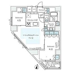 モノリス広尾 2LDKの間取図画像