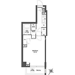 ディームス目黒行人坂 1Kの間取図画像