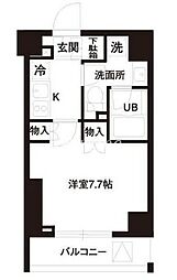 レジディア白金高輪 1Kの間取図画像