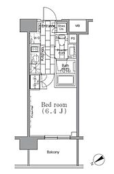 パークハビオ目黒リバーサイド 1Kの間取図画像