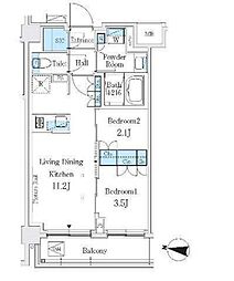 J.GRANCourt品川西大井WEST 2LDKの間取図画像
