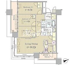 ブリリアタワーズ目黒サウスレジデンス 3LDKの間取図画像