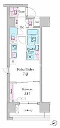 デュオメゾン品川戸越 1DKの間取図画像