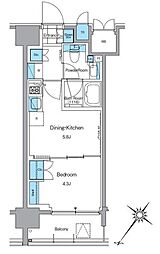 ルフォンプログレ西大井プレミア 1DKの間取図画像