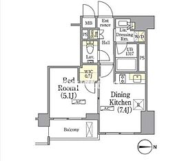 ザ・パークワンズ高輪 1DKの間取図画像