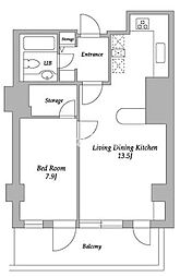 プライムスクエアシティ 1LDKの間取図画像