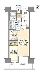 ブランズ芝浦 1LDKの間取図画像