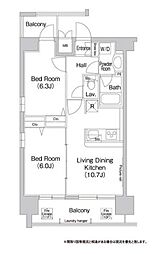 COMFORIA芝浦 2LDKの間取図画像