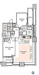 タワーコート北品川 2LDKの間取図画像