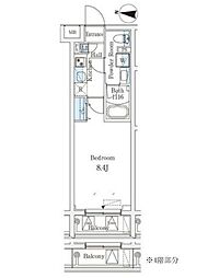 ラティエラ品川西大井 1Kの間取図画像