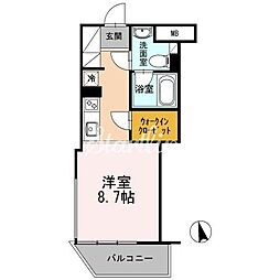 カスタリア目黒長者丸 1Kの間取図画像