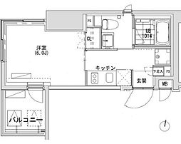 グランディオール広尾テラス 1Kの間取図画像