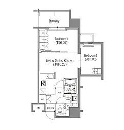 BPRレジデンス三田伊皿子坂 2LDKの間取図画像