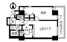 シティコート目黒4号棟 1LDKの間取図画像