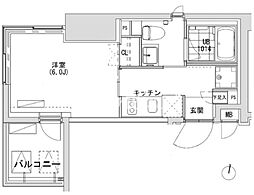 グランディオール広尾テラス 1Kの間取図画像