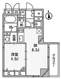 クリオ三田ラ・モード 1DKの間取図画像