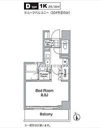 レジディア目黒4 1Kの間取図画像