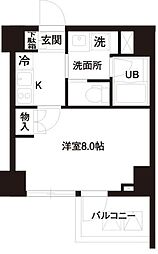 レジディア白金高輪 1Kの間取図画像