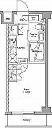 プレミアムキューブ品川戸越DEUX 1Kの間取図画像