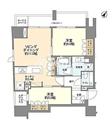 ジオグランデ白金台 2LDKの間取図画像