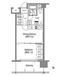 BPRレジデンス三田伊皿子坂 1DKの間取図画像