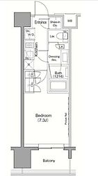 ザ・パークハビオ目黒 1Kの間取図画像