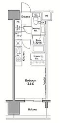 ザ・パークハビオ目黒 ワンルームの間取図画像