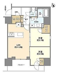 PROUD五反田 2LDKの間取図画像