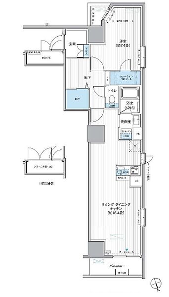 栖-すみか-浅草蔵前 1005｜東京都台東区駒形１丁目(賃貸マンション1LDK・10階・57.48㎡)の写真 その2