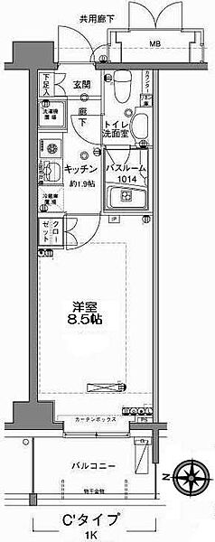 MFPRコート木場公園 1409｜東京都江東区東陽６丁目(賃貸マンション1K・14階・25.58㎡)の写真 その2