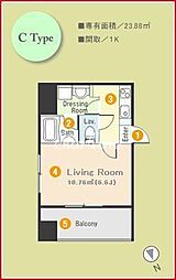 プロミエ秋葉原 1Kの間取図画像