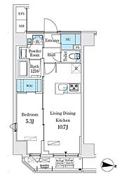 アーバンコア本郷 10階1LDKの間取り