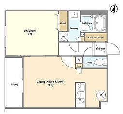 テラスミーレ文京弥生 3階1LDKの間取り