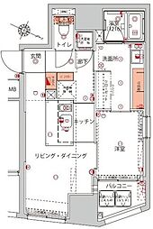 ハーモニーレジデンス千代田岩本町 3階1LDKの間取り