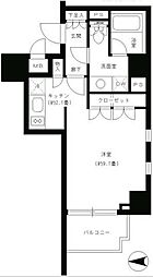 パークキューブ神田 13階1Kの間取り