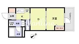 シルバーウッドカスガ 2階1DKの間取り