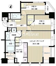 パークホームズ文京白山 12階2LDKの間取り
