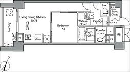 レジディア水道橋 14階1LDKの間取り