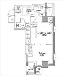 ザ・パークハビオ小石川 1LDKの間取図画像