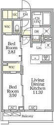 アジールコート後楽園 2LDKの間取図画像