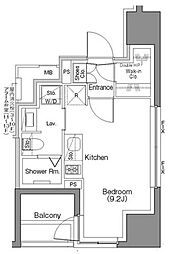 ザ・パークハビオSOHO大手町 ワンルームの間取図画像