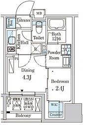 PARKAXIS神保町 1DKの間取図画像