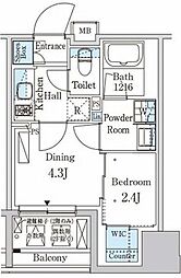 PARKAXIS神保町 1DKの間取図画像