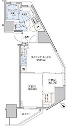 レジディア文京小石川2 2DKの間取図画像
