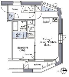 エルスタンザ文京湯島 1LDKの間取図画像