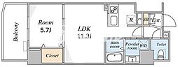 ベラオスハクサン(VELAOS HAKUSAN) 1LDKの間取図画像