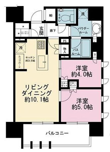 プレミスト東銀座築地アークコート 1310｜東京都中央区築地７丁目(賃貸マンション2LDK・13階・55.25㎡)の写真 その2