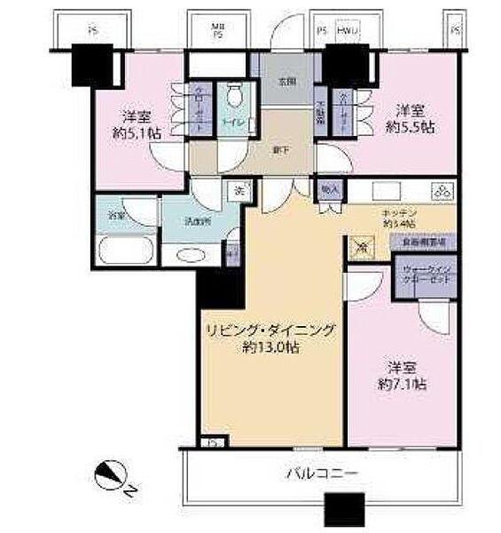 THE TOKYO TOWERS MID TOWER 37F｜東京都中央区勝どき６丁目(賃貸マンション3LDK・37階・78.96㎡)の写真 その2