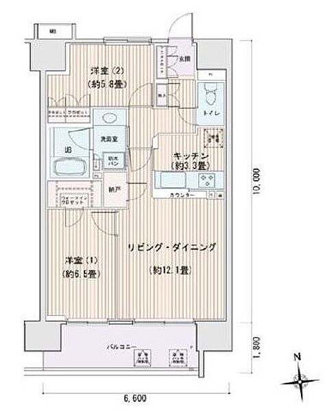 エスティメゾン豊洲レジデンス B1013｜東京都江東区豊洲３丁目(賃貸マンション2LDK・10階・66.00㎡)の写真 その2