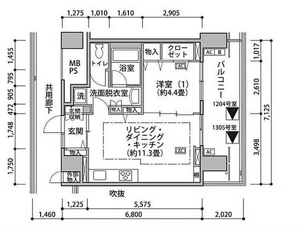 東雲キャナルコートCODAN17号棟 1305｜東京都江東区東雲１丁目(賃貸マンション1LDK・13階・44.15㎡)の写真 その2
